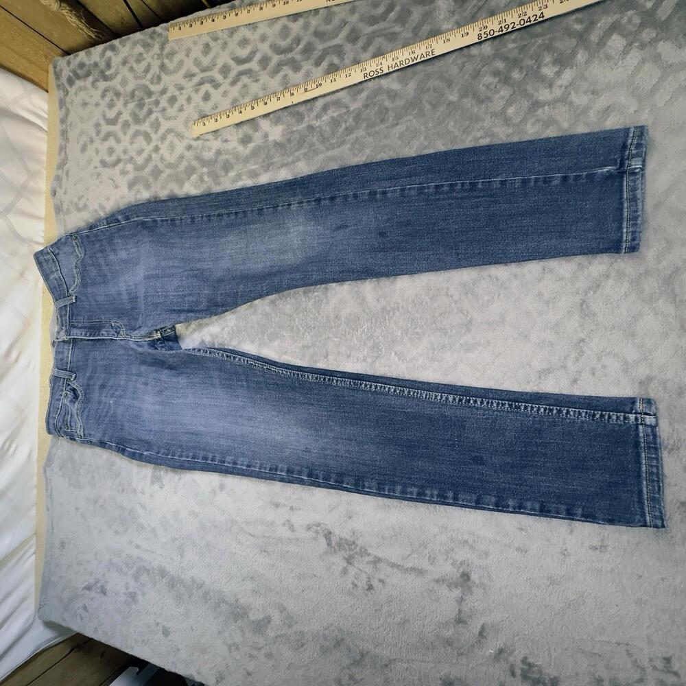 Levis 510 Jeans Mens 33x34 Blue Medium Wash Skinny Fit Denim Tapered Distressed
